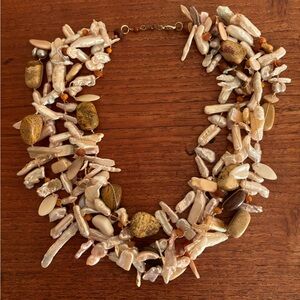 Shell and pearl beaded necklace